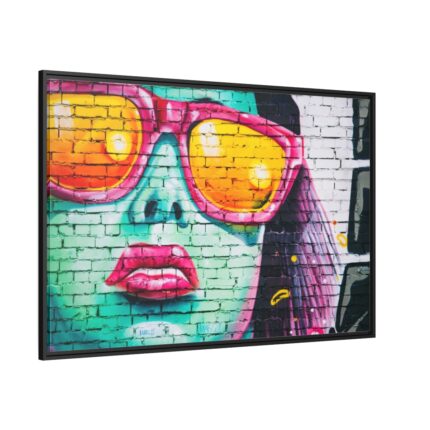 Brick Wall With Woman's Face Framed Canvas