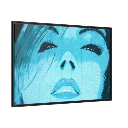Blue Womans Face Framed Canvas