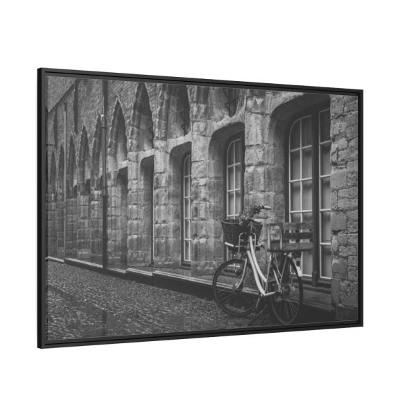 88289-275.jpg Black and White Shot of Bike Framed Canvas