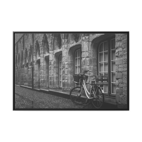 88289-276.jpg Black and White Shot of Bike Framed Canvas