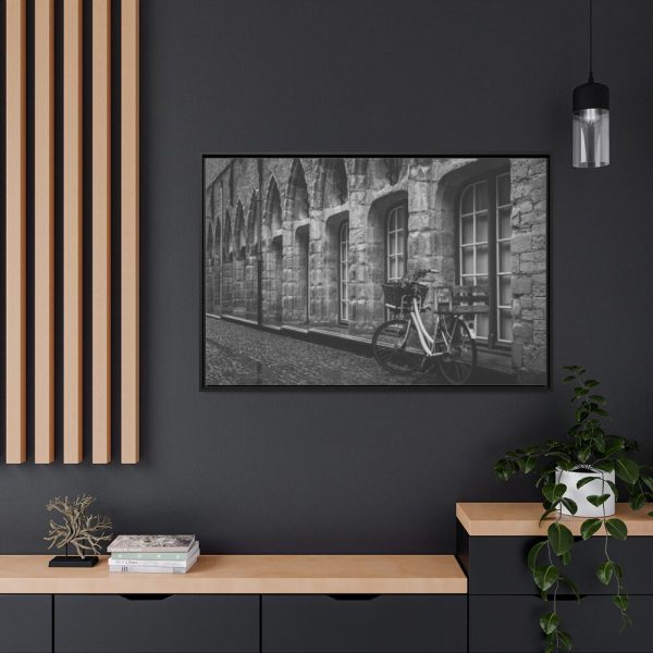 88289-279.jpg Black and White Shot of Bike Framed Canvas