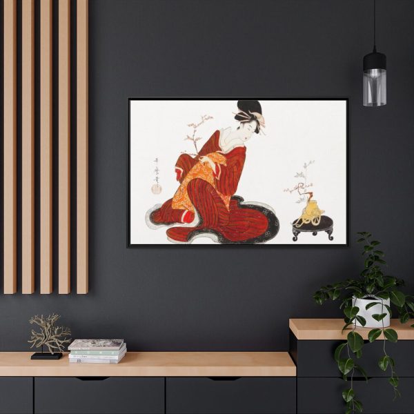 88289-449.jpg Japanese Woman Making a Flower Arrangement Framed Canvas