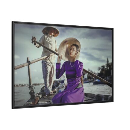 Asian Hat Dress Framed Canvas
