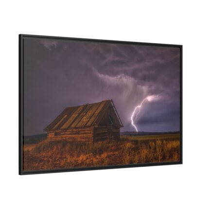 Barn Lightning Bolt Storm Framed Canvas