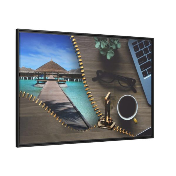 88289-50.jpg Office Work vs Sea and Beach Framed Canvas