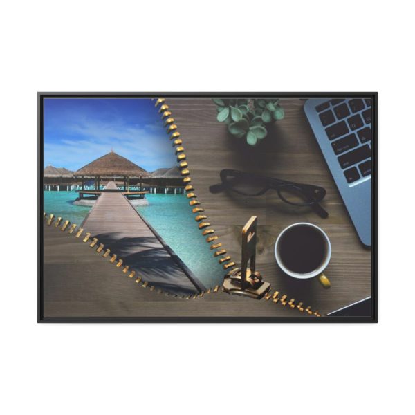 88289-51.jpg Office Work vs Sea and Beach Framed Canvas