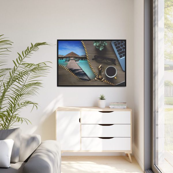88289-53.jpg Office Work vs Sea and Beach Framed Canvas