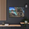 88289-54.jpg Office Work vs Sea and Beach Framed Canvas