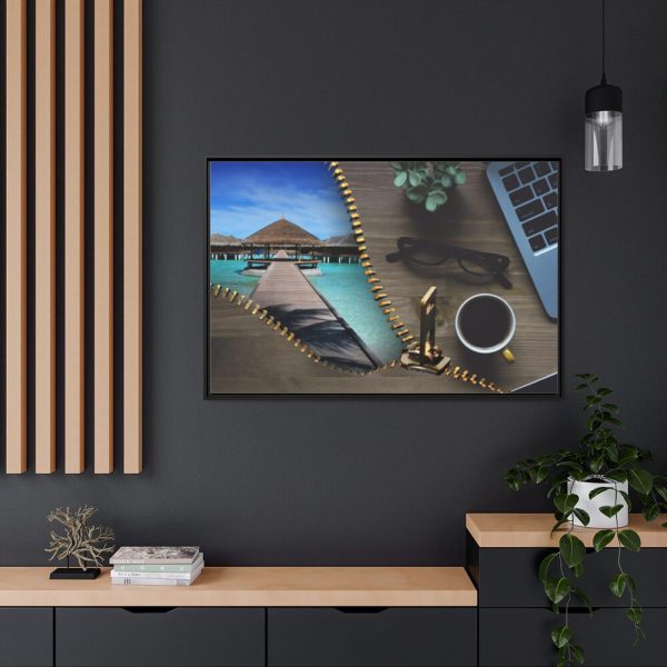 88289-54.jpg Office Work vs Sea and Beach Framed Canvas