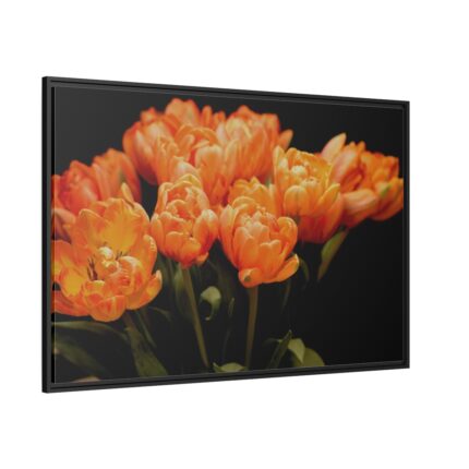 A Bouquet of Bright Orange Tulips Framed Canvas