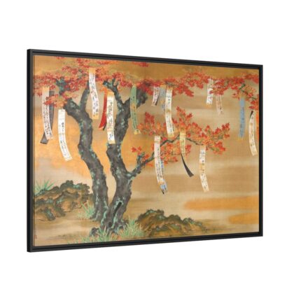 Japanese Autumn Maples With Poem Slips by Tosa Mitsuoki Framed Canvas