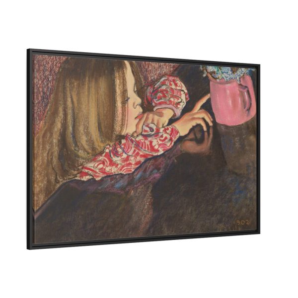 Girl With a Vase of Flowers by Stanislaw Wyspianski Framed Canvas
