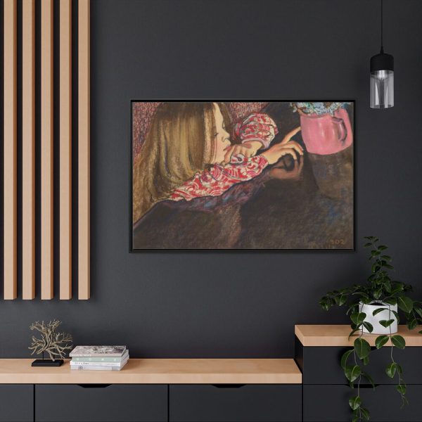 Girl With a Vase of Flowers by Stanislaw Wyspianski Framed Canvas