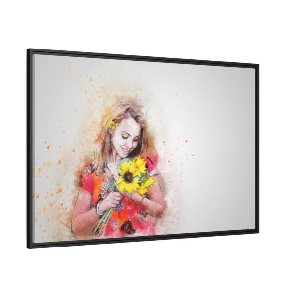 88289-720.jpg Woman with Sunflower Framed Canvas