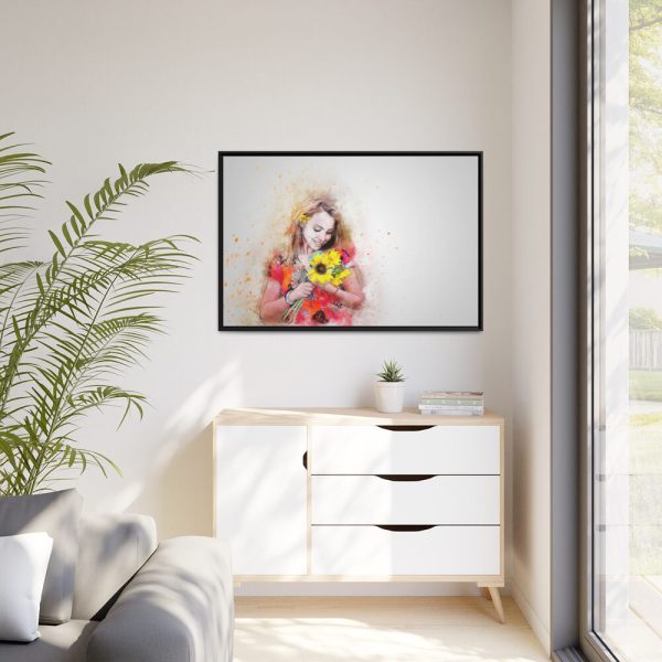 88289-723.jpg Woman with Sunflower Framed Canvas