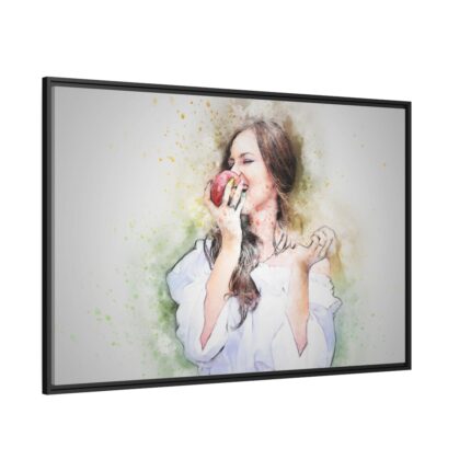 Girl with Apple Framed Canvas