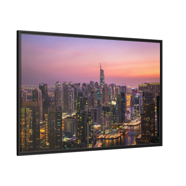 88289-90.jpg View of City Lit Up at Night Framed Canvas