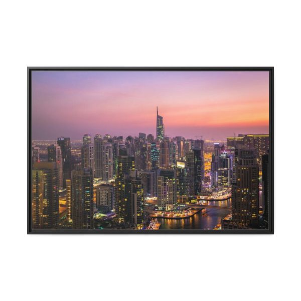 88289-91.jpg View of City Lit Up at Night Framed Canvas