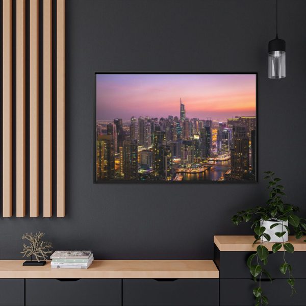 88289-94.jpg View of City Lit Up at Night Framed Canvas