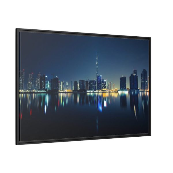 88289-95.jpg Dubai Skyline During Night Time Framed Canvas