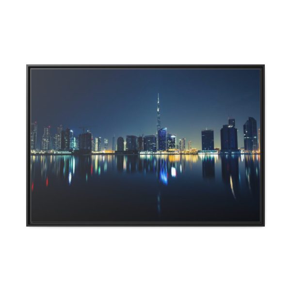88289-96.jpg Dubai Skyline During Night Time Framed Canvas