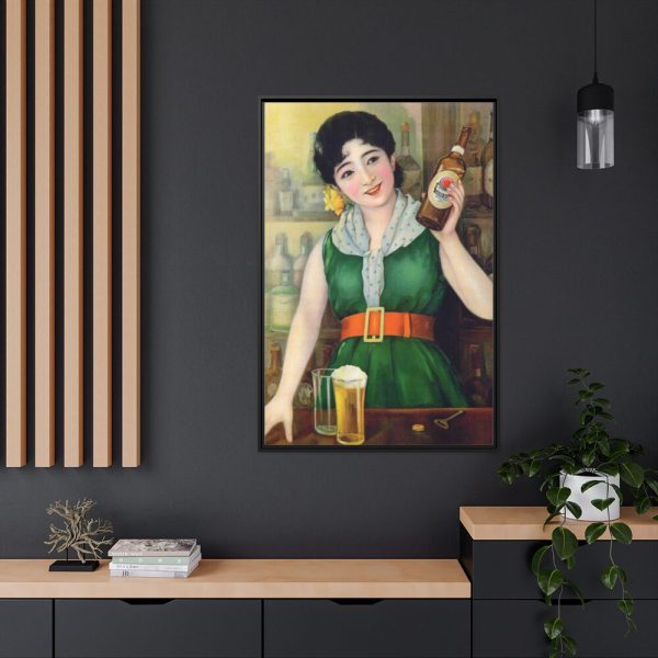 88299-99.jpg Asahi Beer Woman Framed Canvas