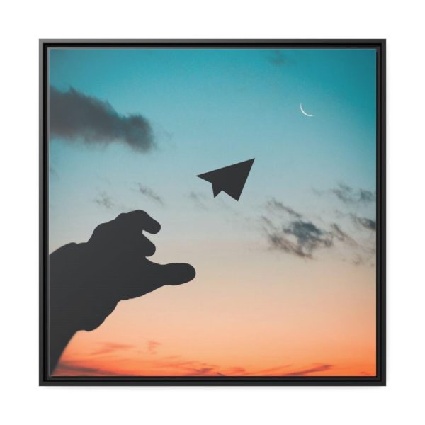 Paper Plane in Sky Framed Canvas