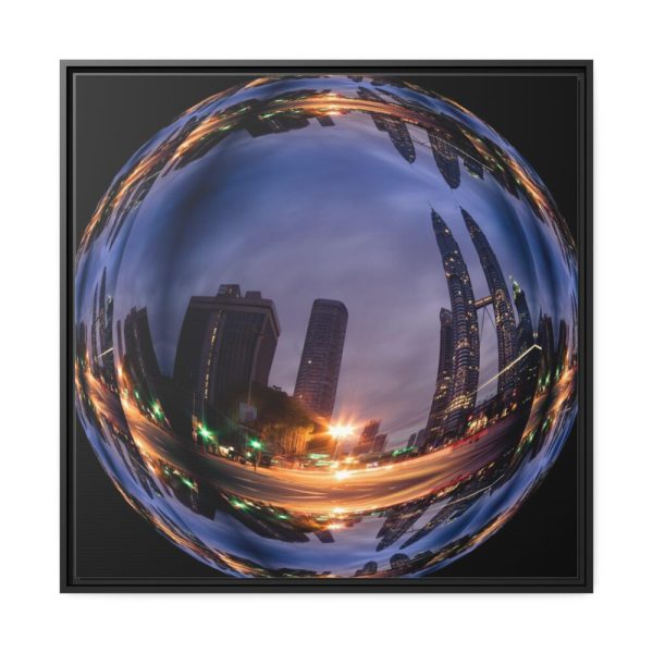 88302-36.jpg Photo Effect City Skyscrapers Lighting Ball Framed Canvas