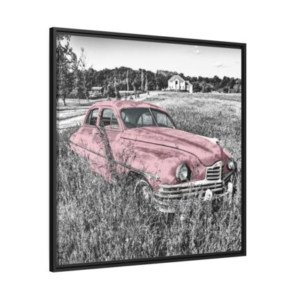 Pink Oldtimer Car Framed Canvas
