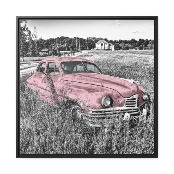 Pink Oldtimer Car Framed Canvas