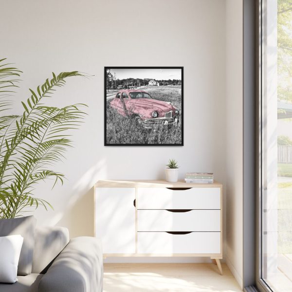 Pink Oldtimer Car Framed Canvas