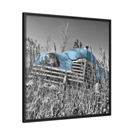 Blue Oldtimer Car Framed Canvas