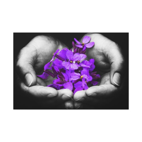 Purple Flowers in Hands Standard Canvas