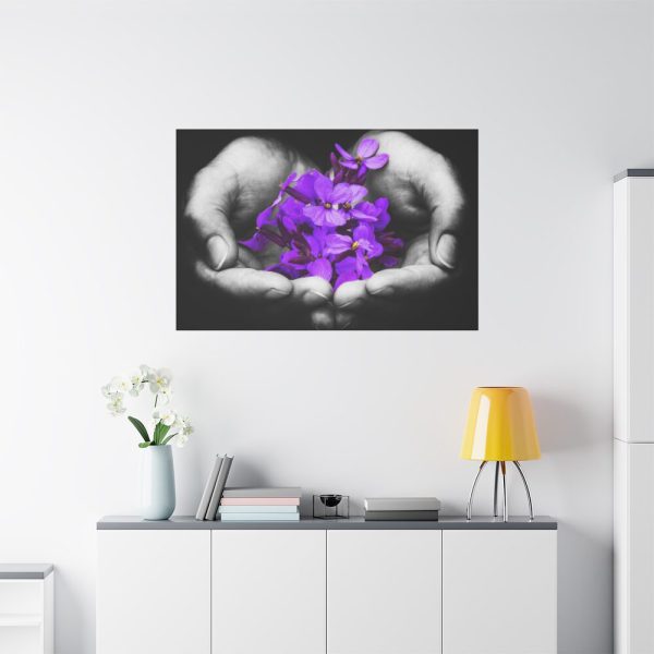 Purple Flowers in Hands Standard Canvas