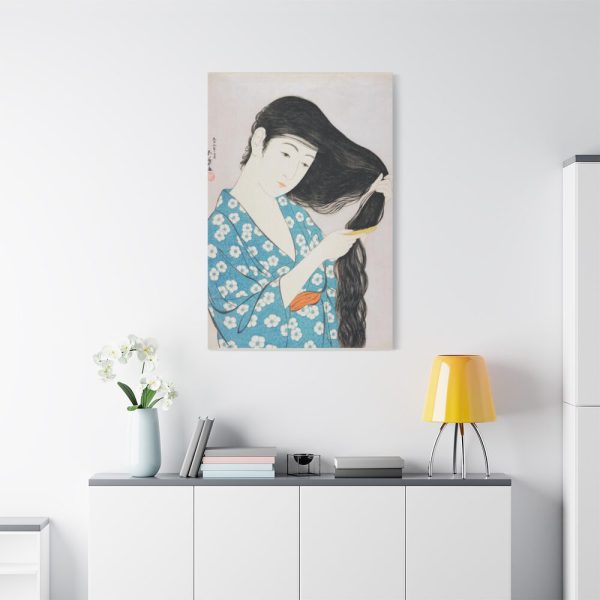 91655-107.jpg Woman Combing Her Hair Standard Canvas