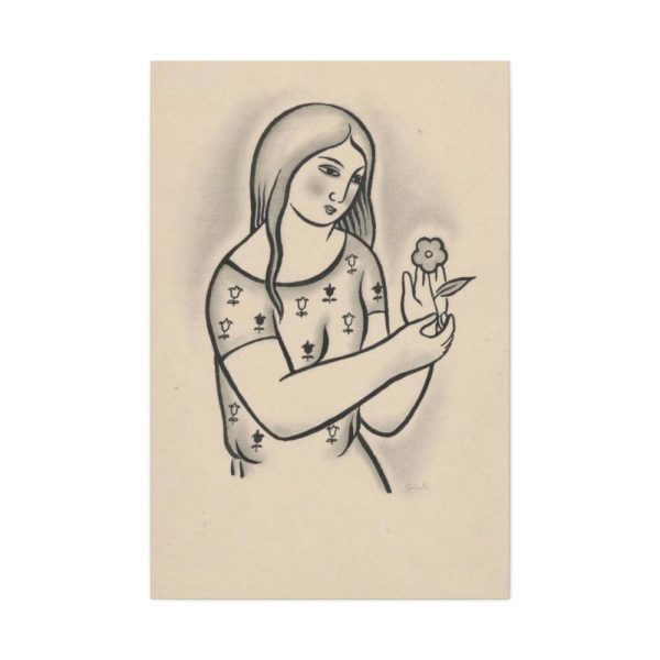 Girl With a Flower by Mikuláš Galanda Standard Canvas