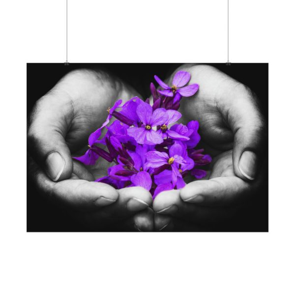 92408-196.jpg Purple Flowers in Hands Poster