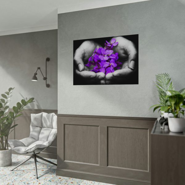 92408-199.jpg Purple Flowers in Hands Poster