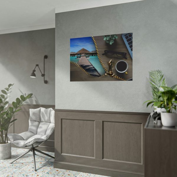 92408-44.jpg Office Work vs Sea and Beach Poster