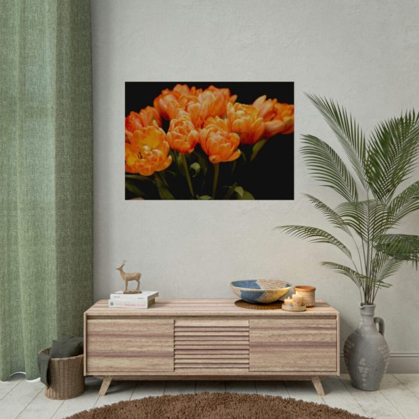 A Bouquet of Bright Orange Tulips Poster