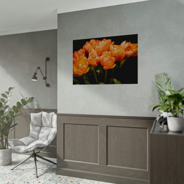 A Bouquet of Bright Orange Tulips Poster