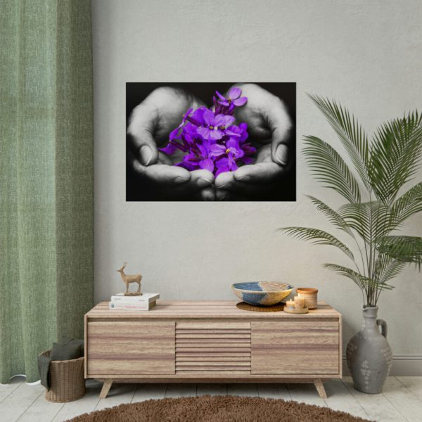 92409-198.jpg Purple Flowers in Hands Poster