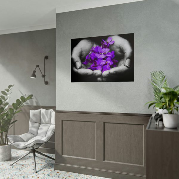 92409-199.jpg Purple Flowers in Hands Poster