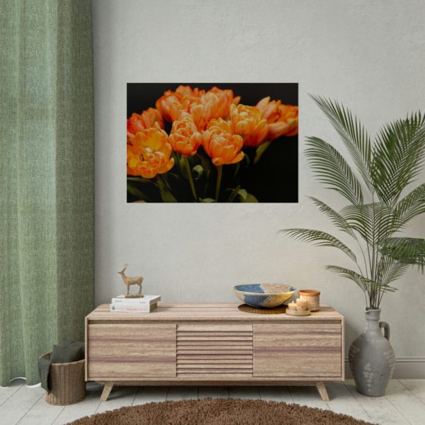 A Bouquet of Bright Orange Tulips Poster