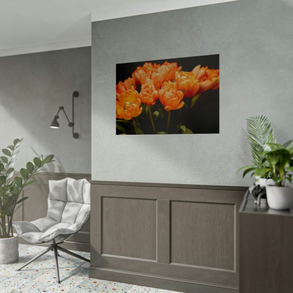A Bouquet of Bright Orange Tulips Poster