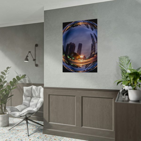 92410-79.jpg Photo Effect City Skyscrapers Lighting Ball Poster
