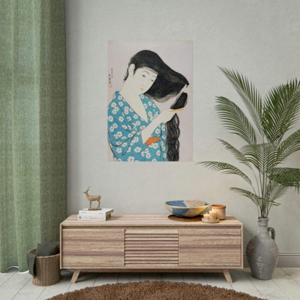 92411-153.jpg Woman Combing Her Hair Poster