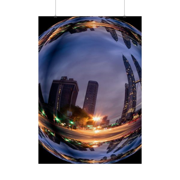 92411-76.jpg Photo Effect City Skyscrapers Lighting Ball Poster