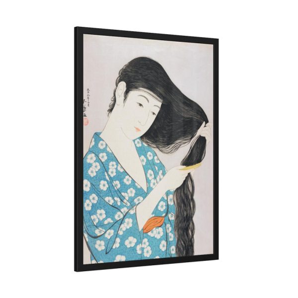 Woman Combing Her Hair Framed Poster