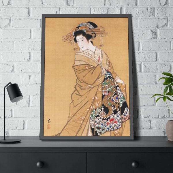 93830-143.jpg Japanese Woman with Dragon obi by Mihata Jōryū Framed Poster